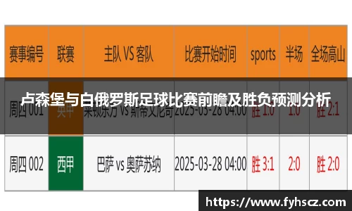 卢森堡与白俄罗斯足球比赛前瞻及胜负预测分析